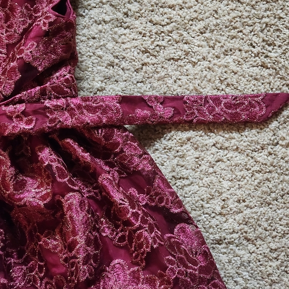 Pastourelle by Pippa & Julie Floral Lace Overlay Dress Size 6X Colors Maroon - Picture 6 of 7